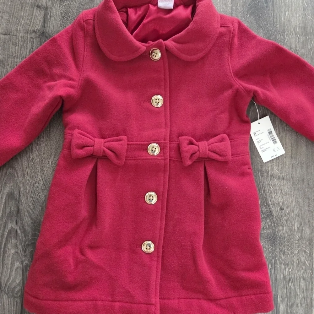 Gymboree Red Pea Coat with Bow Details Size 3t NWT